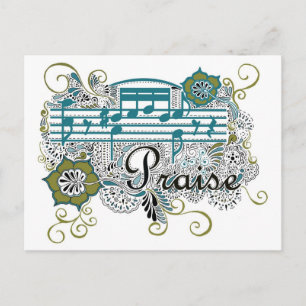 Cartão Postal Praise with Musical Notes