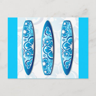 Cartão Postal Prancha de surf groovy com um desenho de flor
