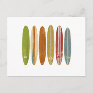 Cartão Postal Pranchas de Surf Longboard Estilo Vintage Retro