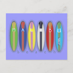 Cartão Postal Pranchas de surfe da praia de Malibu