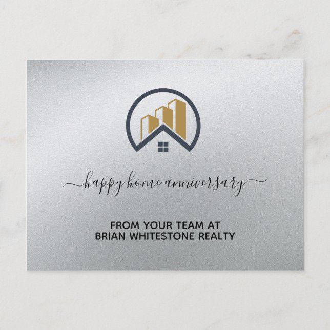 Cartão Postal Prata de Glamor | Imobiliário Preto e Branco (Frente)