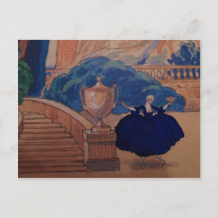 Cartão Postal Prata de Moda de Vestido ~ Deco Marie Antoinette