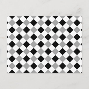 Cartão Postal Prata preto e branco da xadrez 1