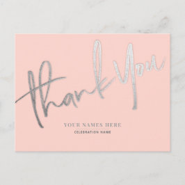 Cartão Postal Prata Rosa, Obrigado, Elegante Universal