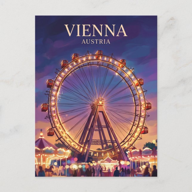 Cartão Postal Prater e Riesenrad Áustria (Frente)