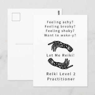 Cartão Postal Praticante de Reiki Nível 2 Riddle e Mãos Brancas