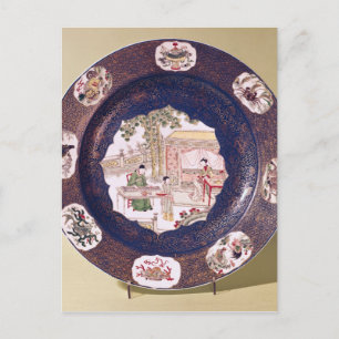 Cartão Postal Prato circular com uma cena musical