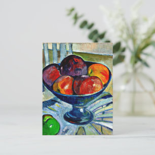 Cartão Postal Prato de Frutas em uma Cadeira de Jardim