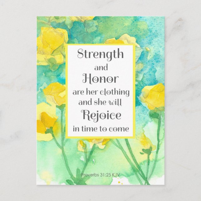 Cartão Postal Prayer Card Scripture Proverbs Yellow Flowers  (Frente)