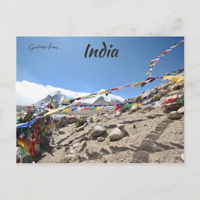 Cartão Postal Prayer Flags no lago Gurudongmar Sikkim Índia (Frente)