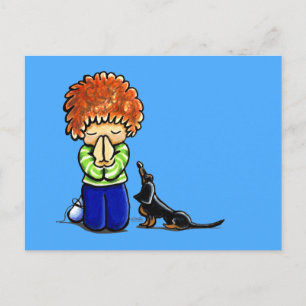 Cartão Postal Prayer Partners Boy B/T Dachshund