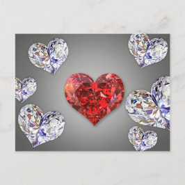 Cartão Postal Precioso Elegante Diamond Hearts