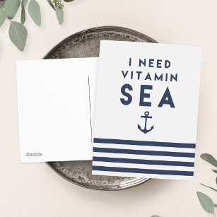 Cartão Postal Preciso de Marinho do Mar de Vitamina e Stripe Náu
