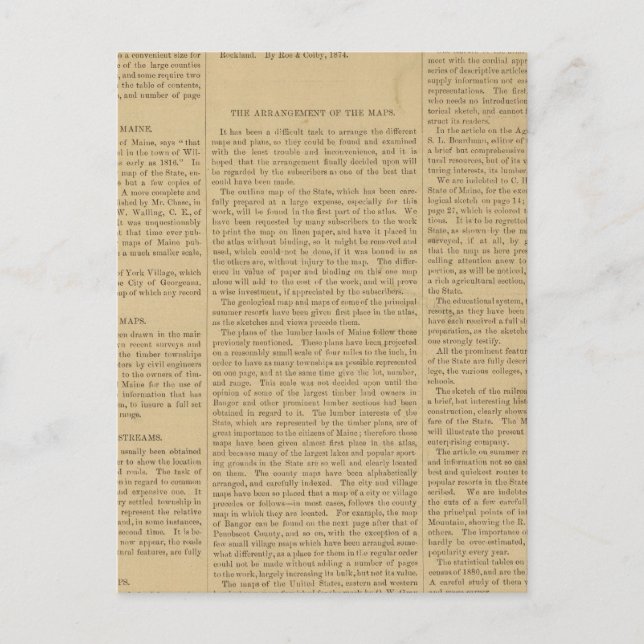 Cartão Postal Preface Atlas do estado de Maine (Frente)