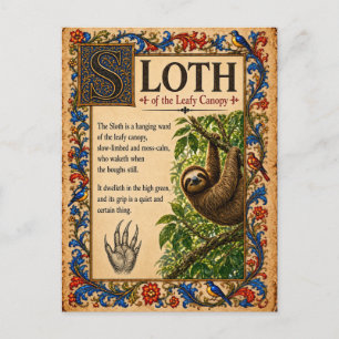 Cartão Postal Preguiça, Arte Medieval de Bestiário