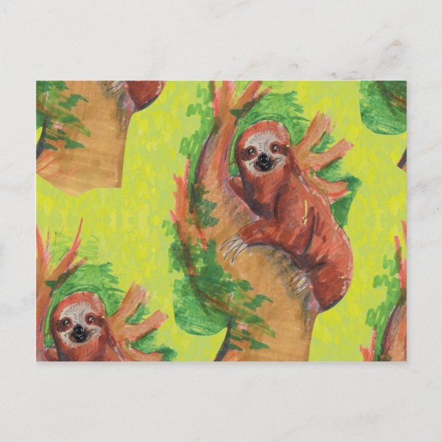 Cartão Postal preguiça na árvore (Frente)