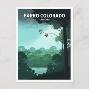 Cartão Postal Preguiça na Floresta Tropical da Ilha Barro Colora