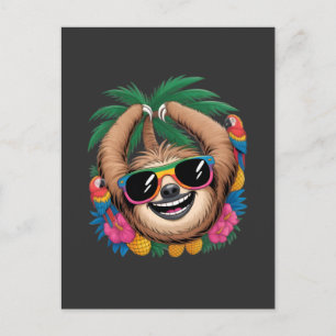 Cartão Postal Preguiça Tropical Kawaii – Vibrações Agradáveis de