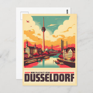 Cartão Postal Prêmio alemão Rheinturm Tower Dusseldorf