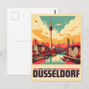 Cartão Postal Prêmio alemão Rheinturm Tower Dusseldorf