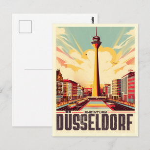 Cartão Postal Prêmio alemão Rheinturm Tower Dusseldorf