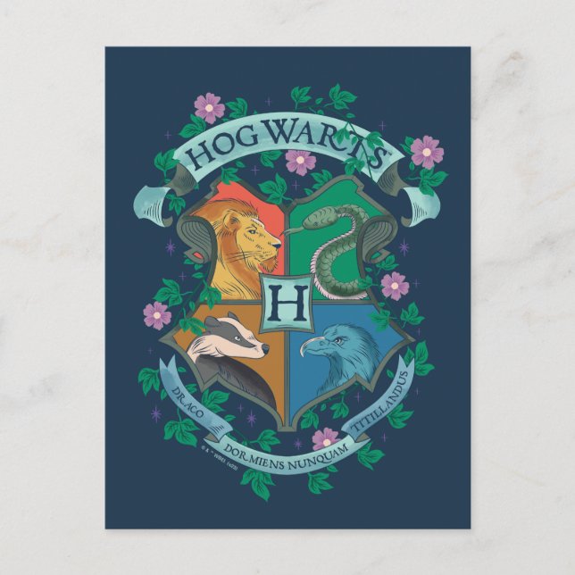 Cartão Postal Prender Floral HOGWARTS™ (Frente)