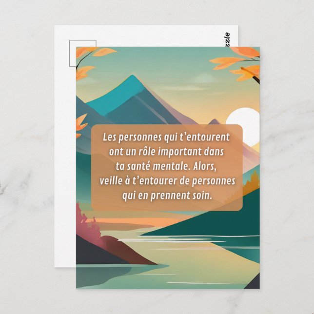 Cartão Postal Prends soin de ta santé mentale (Frente/Verso)
