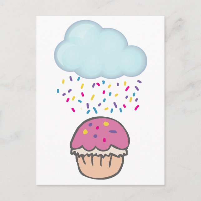 Cartão Postal Prensas de chuva no Cupcake (Frente)
