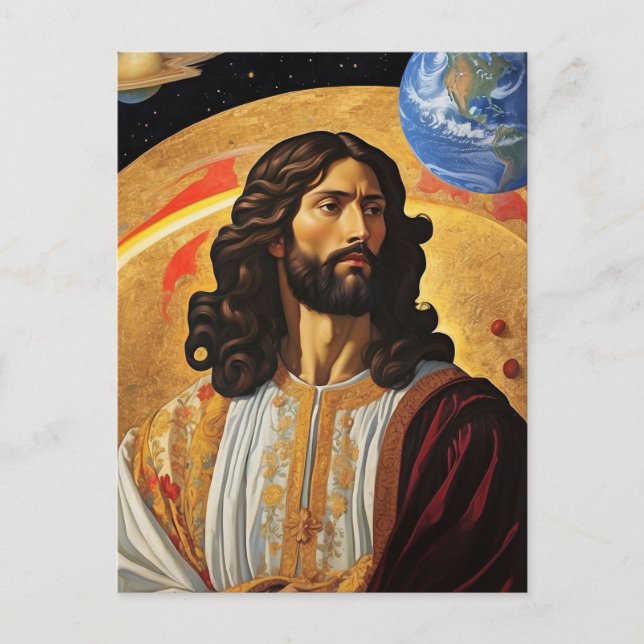 Cartão Postal *~* Preocupe Jesus Planeta Terra AP50 Cosmos (Frente)