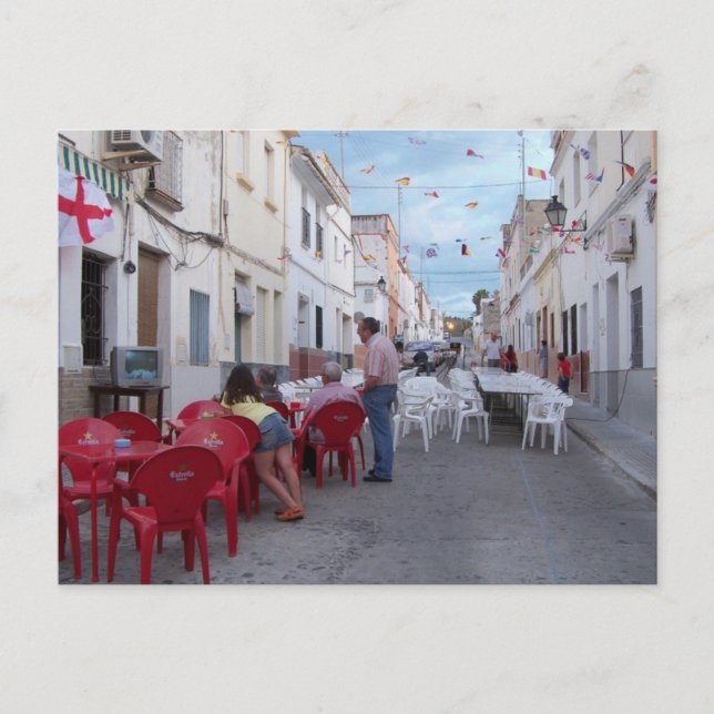 Cartão Postal Preparação da festa de rua. (Frente)