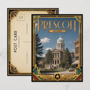 Cartão Postal Prescott Arizona Arte Deco Vintage Idade Dourada
