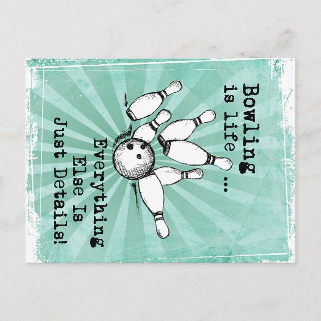 Cartão Postal Presente Amante de Boliche, Presente Divertido par (Frente)