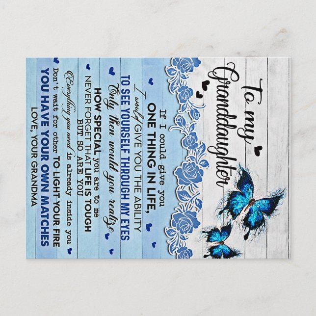 Cartão Postal Presente Borboleta Para Minha Filha, Aniversário D (Frente)