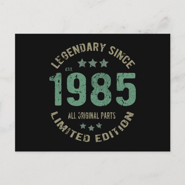 Cartão Postal Presente de 40 Anos de Idade Aniversário de 1985 L (Frente)