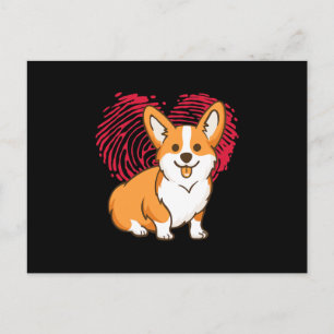 Cartão Postal Presente de Amor Coração Corgi Dia dos Namorados C