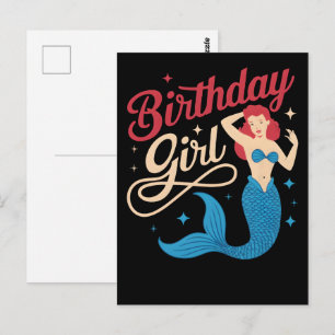 Cartão Postal Presente de Aniversário: Camisa Tia Sereia Vintage