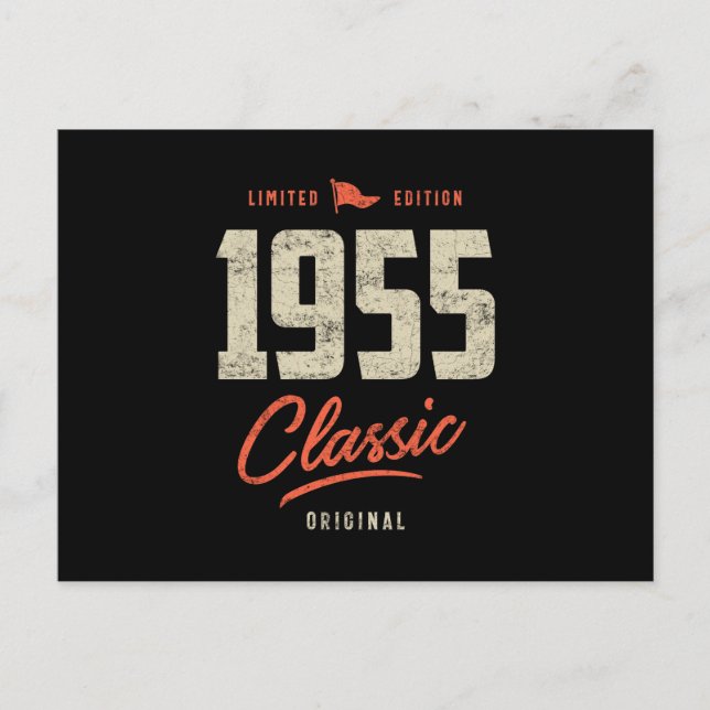 Cartão Postal Presente de Aniversário Clássico de 1955 (Frente)