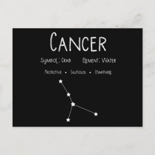 Cartão Postal Presente de Aniversário com Signo de Câncer Vintag