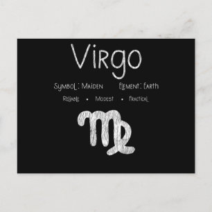 Cartão Postal Presente de Aniversário com Signo de Virgem Vintag