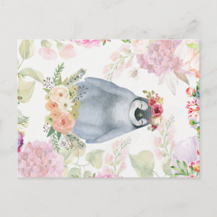 Cartão Postal Presente de aniversário da filha pinguim fofo, Amo