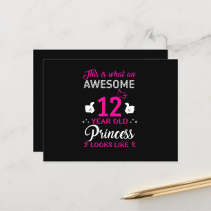 Cartão Postal Presente de aniversário de 12 anos para a princesa