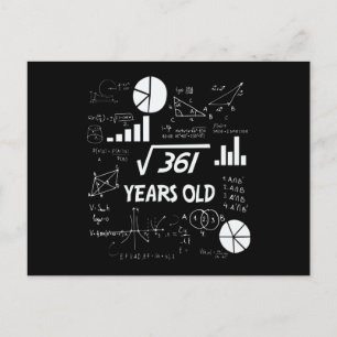 Cartão Postal Presente de Aniversário de 19 Anos Geek de Matemát