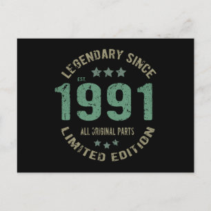 Cartão Postal Presente de Aniversário de 34 Anos Lendário de 199