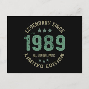 Cartão Postal Presente de Aniversário de 36 Anos 1989 Lendário P