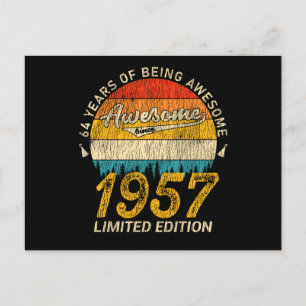 Cartão Postal Presente de Aniversário de 68 Anos 1957 Retro Incr