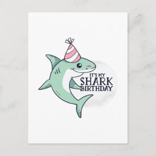 Cartão Postal Presente de aniversário de TUBARÃO engraçado desen