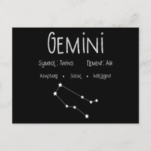 Cartão Postal Presente de Aniversário do Signo de Gêmeos para As