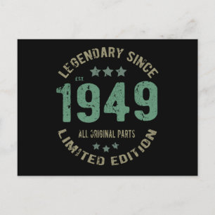 Cartão Postal Presente de Aniversário Lenda Vintage Desde 1949