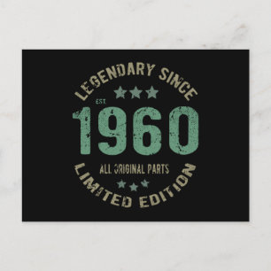 Cartão Postal Presente de Aniversário Lenda Vintage Desde 1960 O