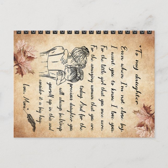 Cartão Postal Presente de Aniversário Para Minha Filha, Presente (Frente)